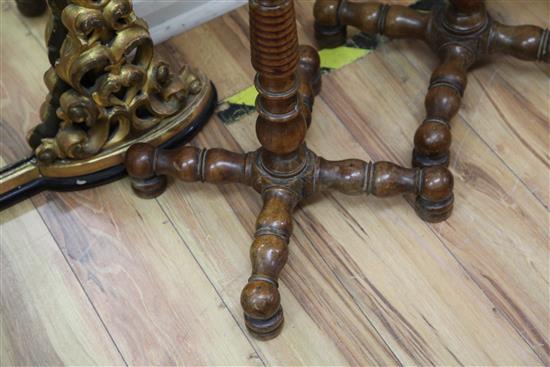 A pair of mid 19th century turned fruitwood torcheres, H.2ft 8in.
